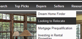 real estate website menu